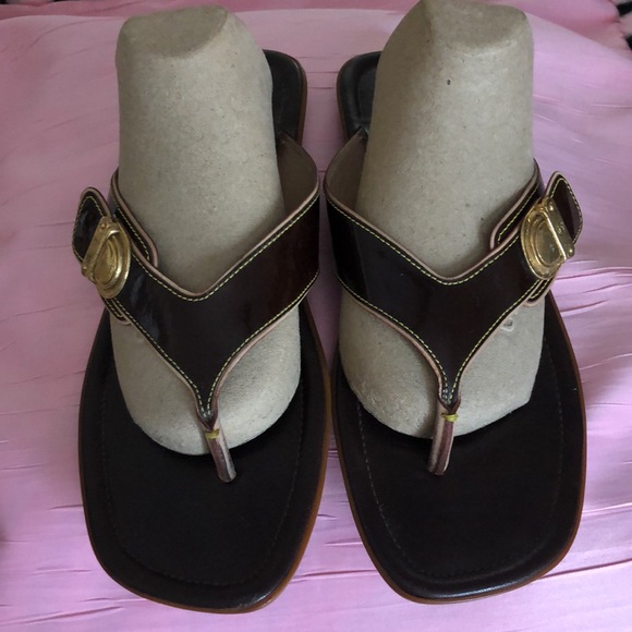 Louis Vuitton Authentic ladies sandals! Dust Bag! Vintage! brown/tan! 37 1/2 - Picture 3 of 15